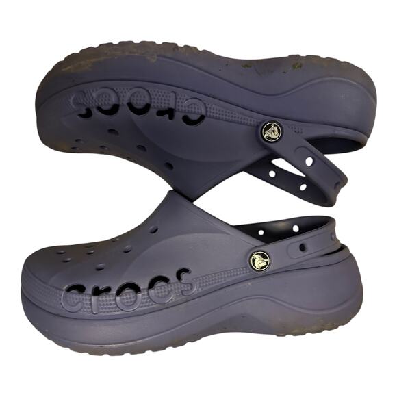 Crocs Sz 11 Baya Platform Clogs Purple Slip On Sandals Waterproof Casual Shoes - Picture 1 of 11